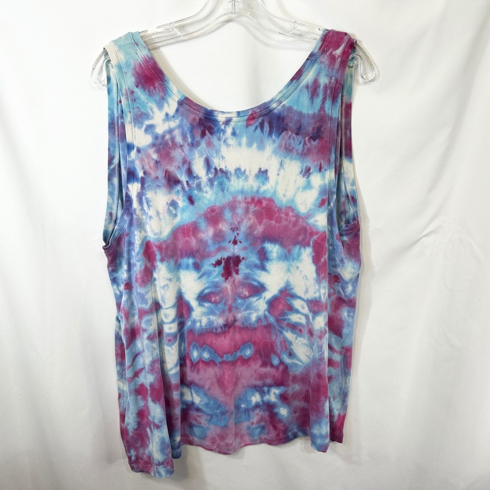 Ava & Viv Plus Size 2X Tank Top Tie‎ Dye Handmade Blue Purple Hippie Boho 1779 - Picture 2 of 10